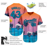 Custom Baseball Jersey, Orange Teal Navy Sportswear Jersey Shirt, Athletic Button Down Moisture Wicking Jersey, Casual Gift for Men