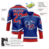 Custom Hockey Jersey, Royal Red White Sportswear Jersey Shirt, Athletic Long Sleeve V Neck Jersey, Casual Gift for Men, Style 3DPattern1833