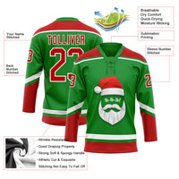 Custom Hockey Jersey, Green Red White Sportswear Jersey Shirt, Athletic Long Sleeve V Neck Jersey, Casual Gift for Men, Style 3DPattern1889