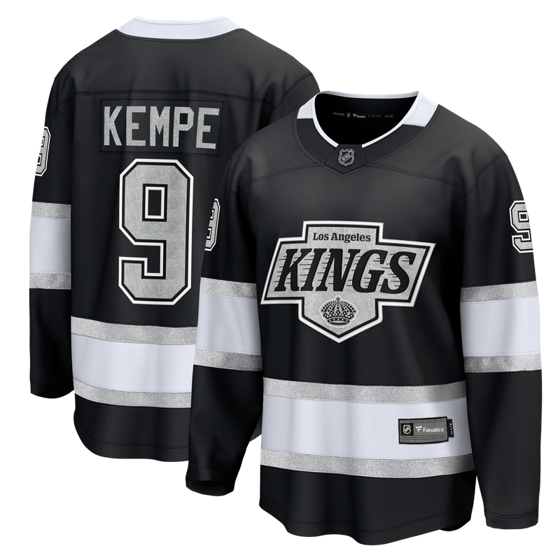 Adrian Kempe Los Angeles Kings Hockey Jersey, Black Breakaway Sportswear Jersey Shirt, Long Sleeve Hockey Sweater Jersey, Casual Gift for Men