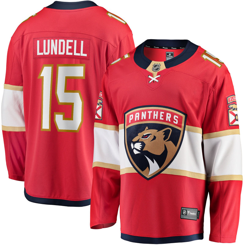 Anton Lundell Florida Panthers Hockey Jersey, Red Breakaway Home Sportswear Jersey Shirt, Long Sleeve Hockey Sweater Jersey, Casual Gift for Men