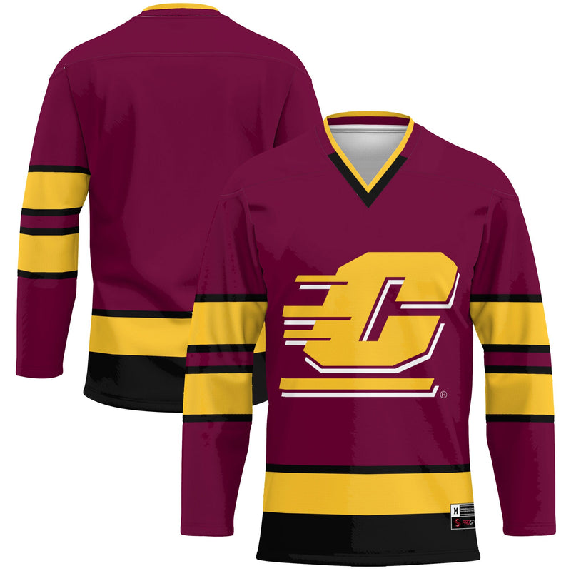 Central Michigan Chippewas Hockey Jersey, Maroon Sportswear Jersey Shirt, Long Sleeve Hockey Sweater Jersey, Casual Gift for Men