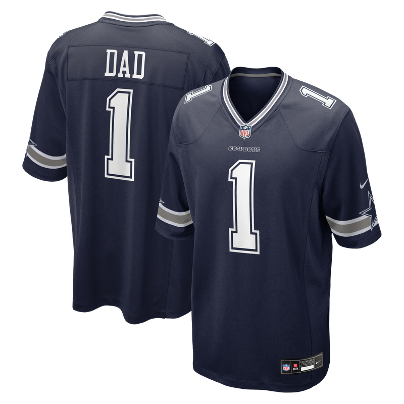 Number 1 Dad Dallas Cowboys Football Jersey, Navy Game Sportswear Jersey Shirt, Lightweight Breathable Athletic Jersey, Casual Gift for Men
