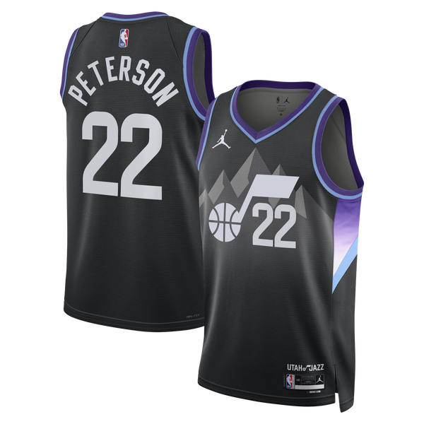 Utah Jazz Statement Edition Swingman Jersey - Black - Darryn Peterson
