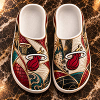 MIA Deco Nights - Art Deco Clog Sandals in Red, Teal and Gold