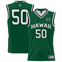 Hawaii Rainbow Warriors Lightweight Basketball Jersey, Green Sportswear Jersey Shirt, Sleeveless Athletic Tank Jersey, Casual Gift for Men