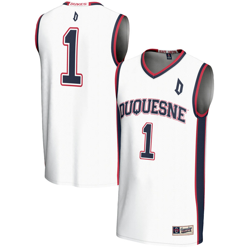 Duquesne Dukes Basketball Jersey, White Lightweight Sportswear Jersey Shirt, Sleeveless Athletic Tank Jersey, Casual Gift for Men