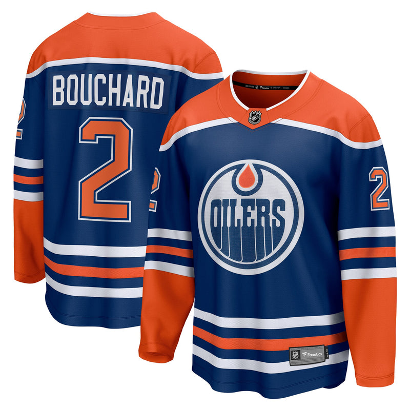 Evan Bouchard Edmonton Oilers Hockey Jersey, Royal Breakaway Sportswear Jersey Shirt, Long Sleeve Hockey Sweater Jersey, Casual Gift for Men