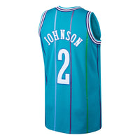 Larry Johnson Charlotte Hornets Basketball Jersey, Teal Swingman Sportswear Jersey Shirt, Sleeveless Athletic Tank Jersey, Casual Gift for Men