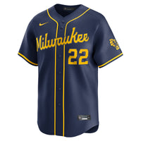 Christian Yelich Milwaukee Brewers Baseball Jersey, Navy Sportswear Jersey Shirt, Lightweight Breathable Athletic Jersey, Casual Gift for Men