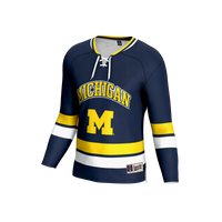 Michigan Wolverines Hockey Jersey, Navy Fashion Lightweight Sportswear Jersey Shirt, Long Sleeve Hockey Sweater Jersey, Casual Gift for Men