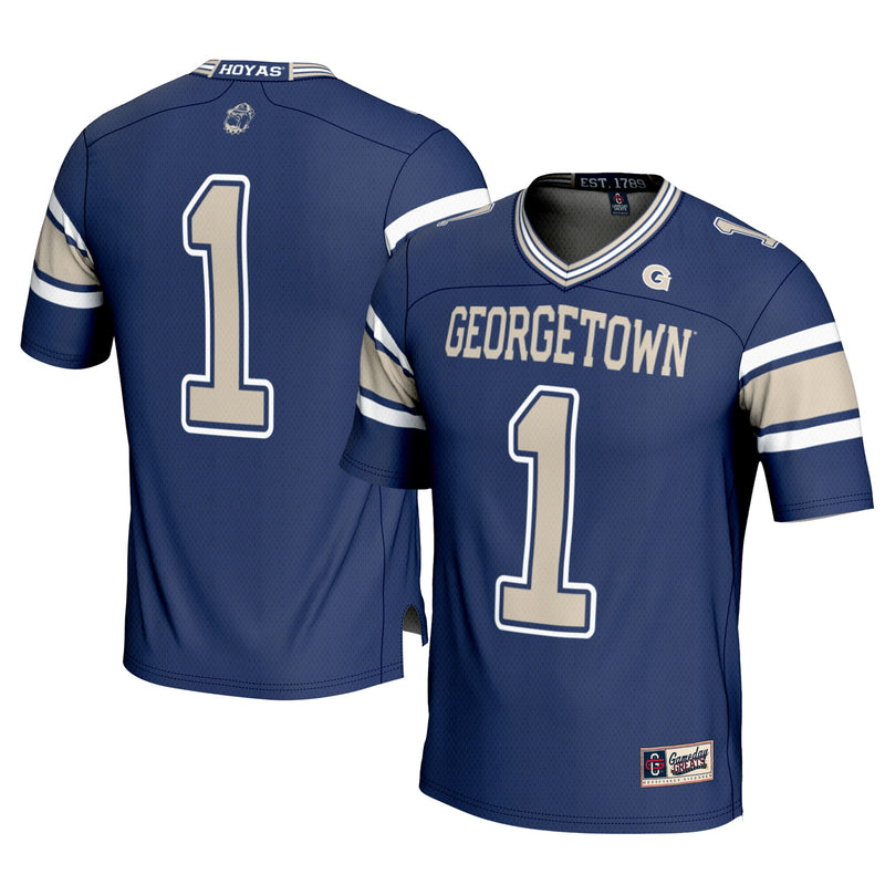 Georgetown Hoyas Football Jersey, Navy Sportswear Jersey Shirt, Lightweight Breathable Athletic Jersey, Casual Gift for Men, Style 200425367