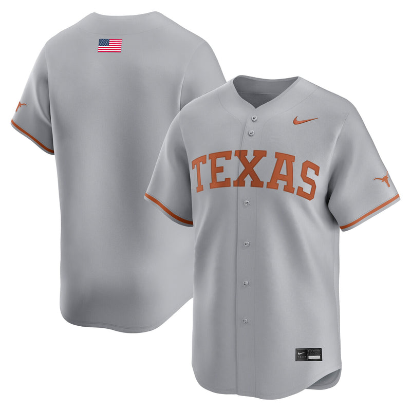 Texas Longhorns Baseball Jersey, Gray Limited Alternate Sportswear Jersey Shirt, Lightweight Breathable Athletic Jersey, Casual Gift for Men