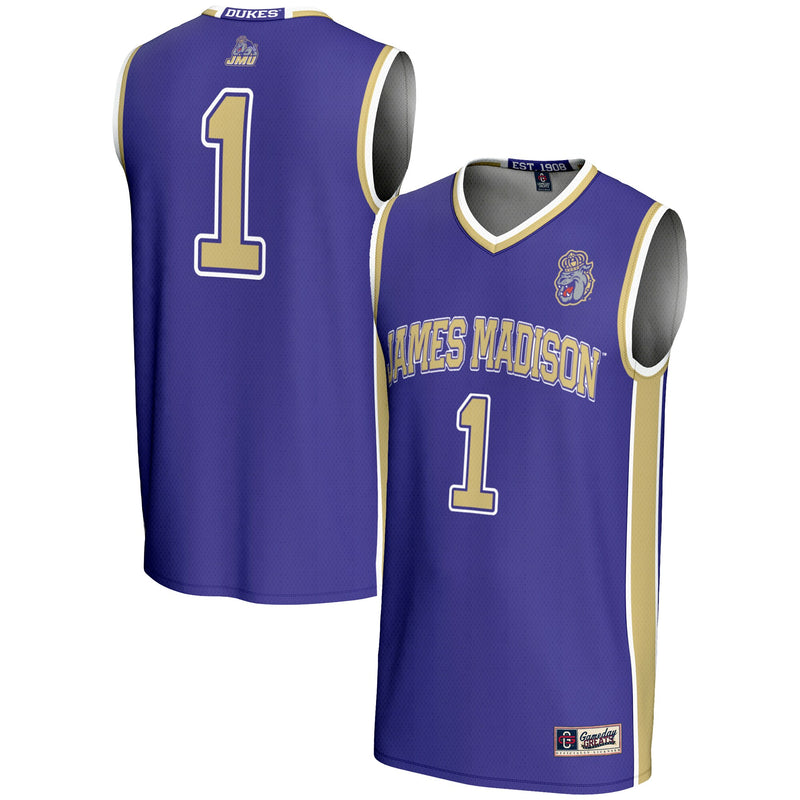 James Madison Dukes Basketball Jersey, Purple Sportswear Jersey Shirt, Sleeveless Athletic Tank Jersey, Casual Gift for Men, Style 5333288
