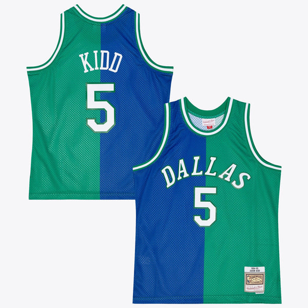 Dallas Mavericks Jason Kidd 1994 Split Swingman Jersey - Blue/Green