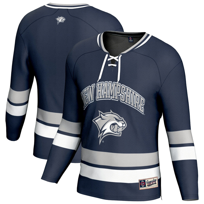 New Hampshire Wildcats Hockey Jersey, Navy Sportswear Jersey Shirt, Long Sleeve Hockey Sweater Jersey, Casual Gift for Men