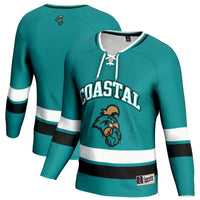 Coastal Carolina Chanticleers Hockey Jersey, Teal Sportswear Jersey Shirt, Long Sleeve Hockey Sweater Jersey, Casual Gift for Men