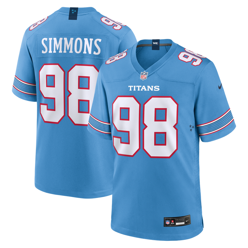 Jeffery Simmons Tennessee Titans Football Jersey, Blue Game Sportswear Jersey Shirt, Lightweight Breathable Athletic Jersey, Casual Gift for Men