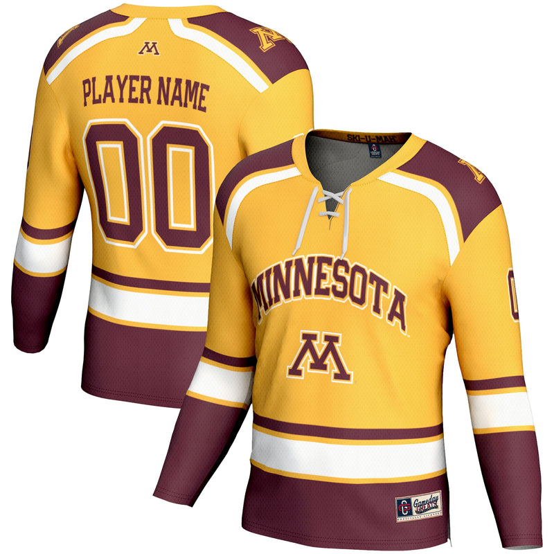 Minnesota Golden Gophers Hockey Jersey, Gold Sportswear Jersey Shirt, Long Sleeve Hockey Sweater Jersey, Casual Gift for Men