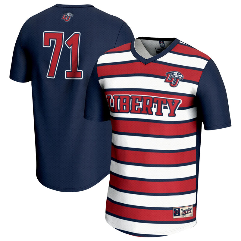 Liberty Flames Soccer Jersey, Navy Fashion Lightweight Sportswear Jersey Shirt, Lightweight Breathable Athletic Jersey, Casual Gift for Men
