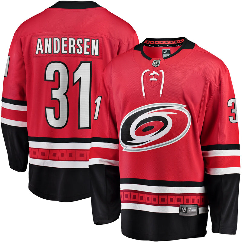 Frederik Andersen Carolina Hurricanes Hockey Jersey, Red Sportswear Jersey Shirt, Long Sleeve Hockey Sweater Jersey, Casual Gift for Men