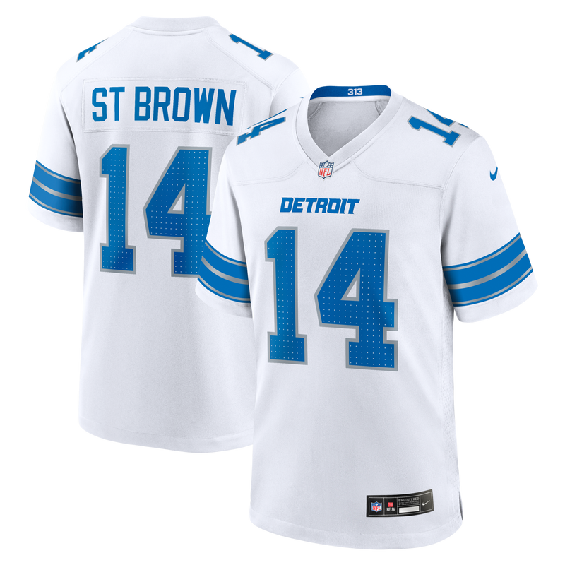 Amon-Ra St. Brown Detroit Lions Football Jersey, White Game Sportswear Jersey Shirt, Lightweight Breathable Athletic Jersey, Casual Gift for Men