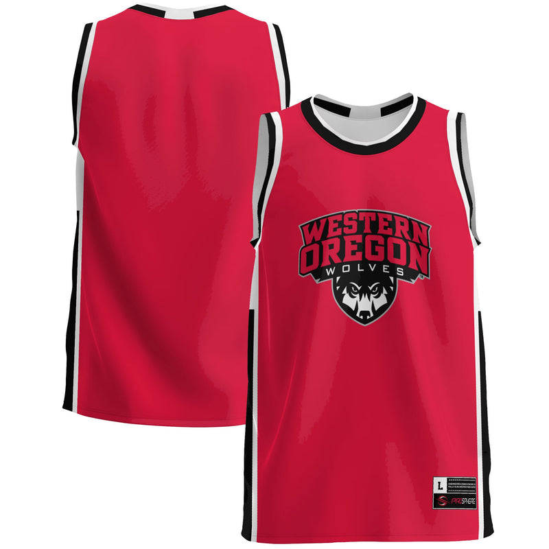 Western Oregon Wolves Basketball Jersey, Red Lightweight Sportswear Jersey Shirt, Sleeveless Athletic Tank Jersey, Casual Gift for Men