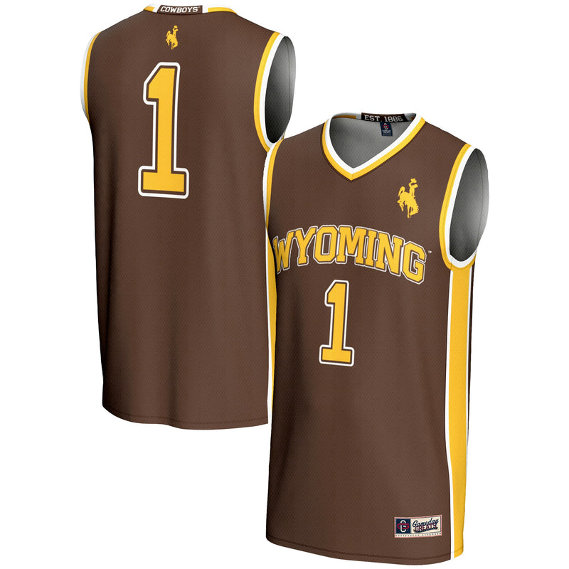 Wyoming Cowboys Basketball Jersey, Brown Lightweight Sportswear Jersey Shirt, Sleeveless Athletic Tank Jersey, Casual Gift for Men