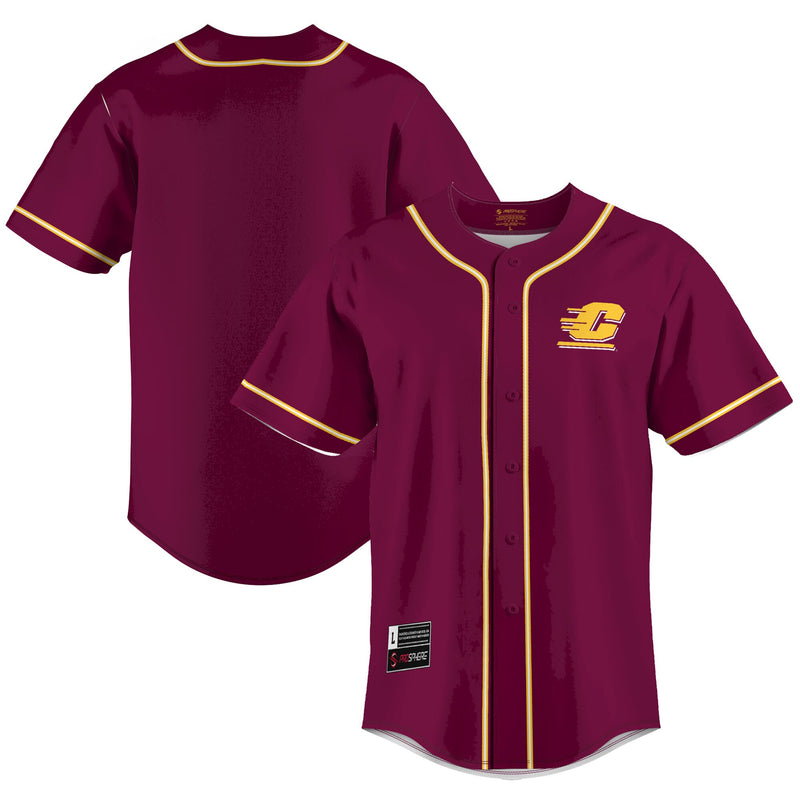 Central Michigan Chippewas Baseball Jersey, Maroon Sportswear Jersey Shirt, Lightweight Breathable Athletic Jersey, Casual Gift for Men