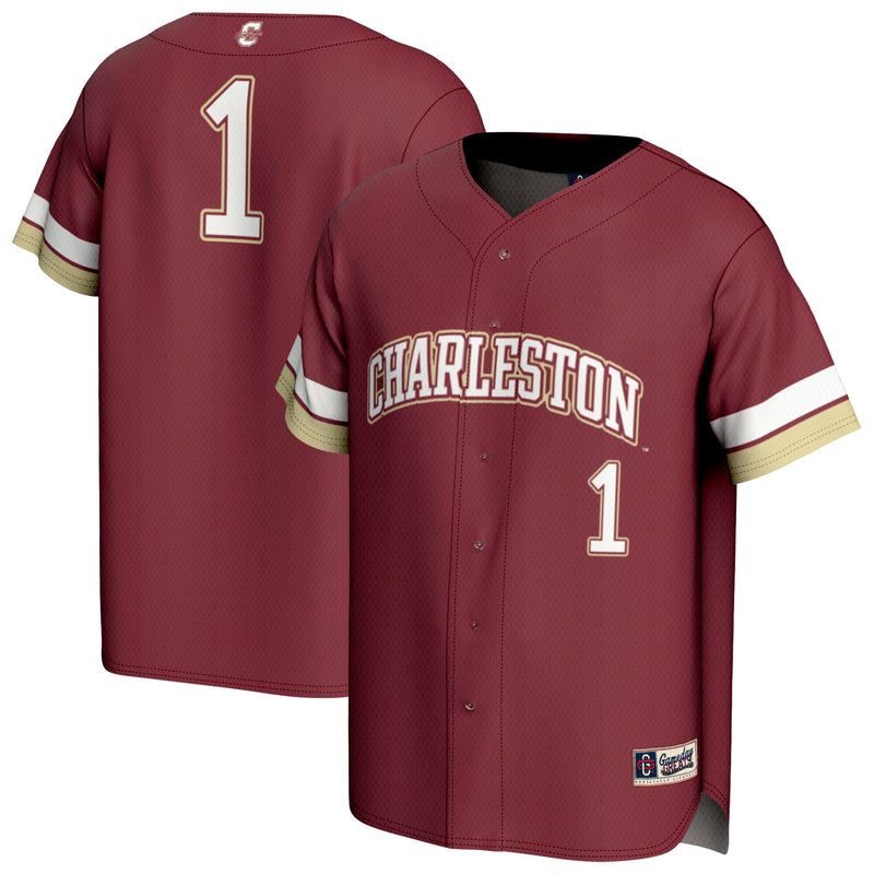 Charleston Cougars Baseball Jersey, Maroon Sportswear Jersey Shirt, Lightweight Breathable Athletic Jersey, Casual Gift for Men, Style 202497511