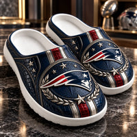 NE Heritage Crest - Navy and Silver Clog Sandals