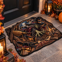 Attic Breach - Green Witch and Black Cat Doormat