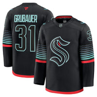 Philipp Grubauer Seattle Kraken Hockey Jersey, Black Premium Sportswear Jersey Shirt, Long Sleeve Hockey Sweater Jersey, Casual Gift for Men