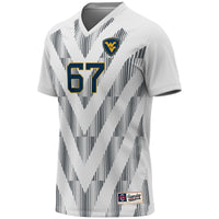 West Virginia Mountaineers Lightweight Soccer Jersey, White Sportswear Jersey Shirt, Lightweight Breathable Athletic Jersey, Casual Gift for Men