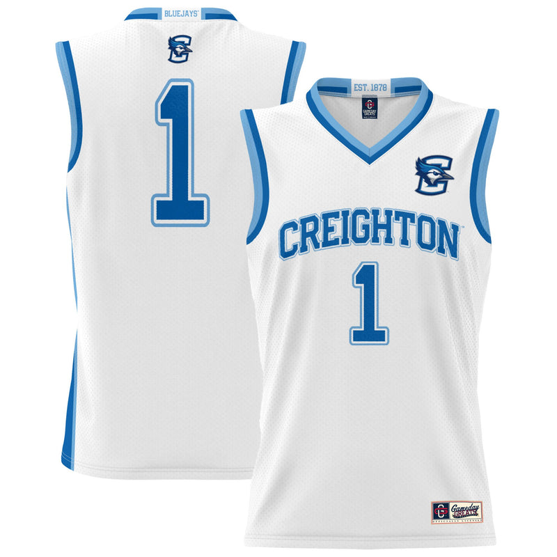 Creighton Bluejays Basketball Jersey, White Lightweight Sportswear Jersey Shirt, Sleeveless Athletic Tank Jersey, Casual Gift for Men