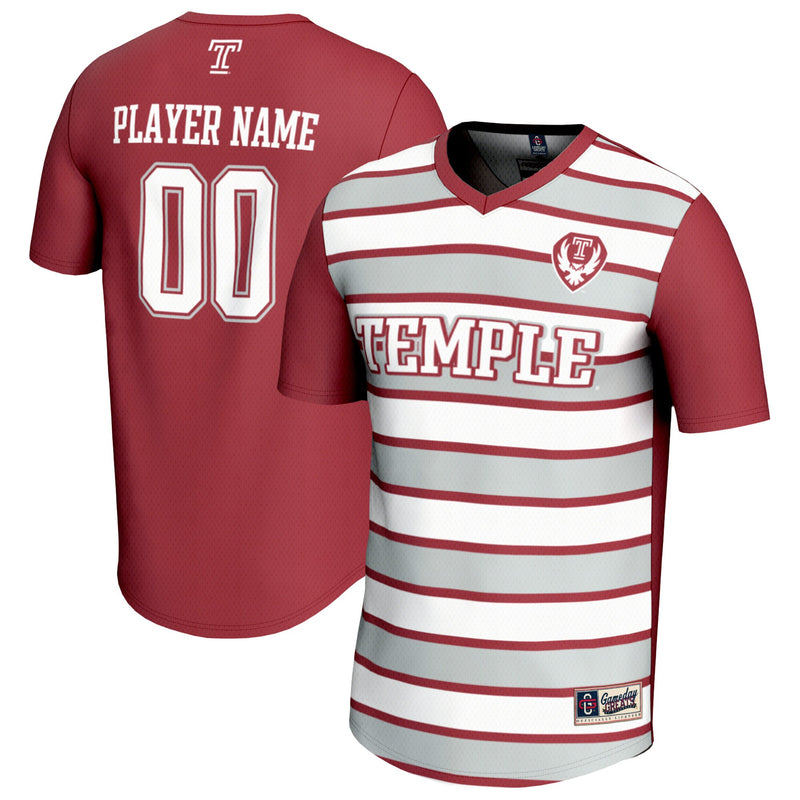 Temple Owls Soccer Jersey, Cherry/White Fashion Sportswear Jersey Shirt, Lightweight Breathable Athletic Jersey, Casual Gift for Men