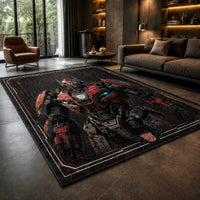Steel Silence - Red and Black Mech Sentinel Rug