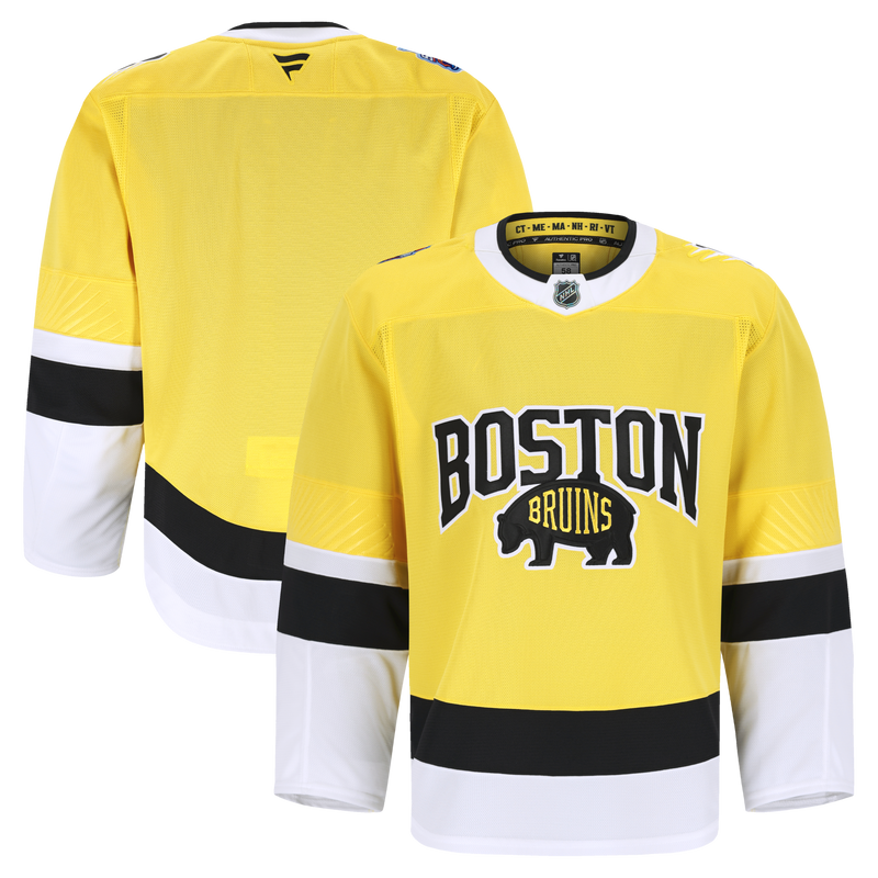 Boston Bruins Hockey Jersey, Gold Authentic Sportswear Jersey Shirt, Long Sleeve Hockey Sweater Jersey, Casual Gift for Men