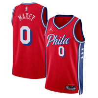 Tyrese Maxey Philadelphia 76ers Basketball Jersey, Red Swingman Sportswear Jersey Shirt, Sleeveless Athletic Tank Jersey, Casual Gift for Men
