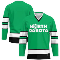 North Dakota Hockey Jersey, Kelly Green Sportswear Jersey Shirt, Long Sleeve Hockey Sweater Jersey, Casual Gift for Men