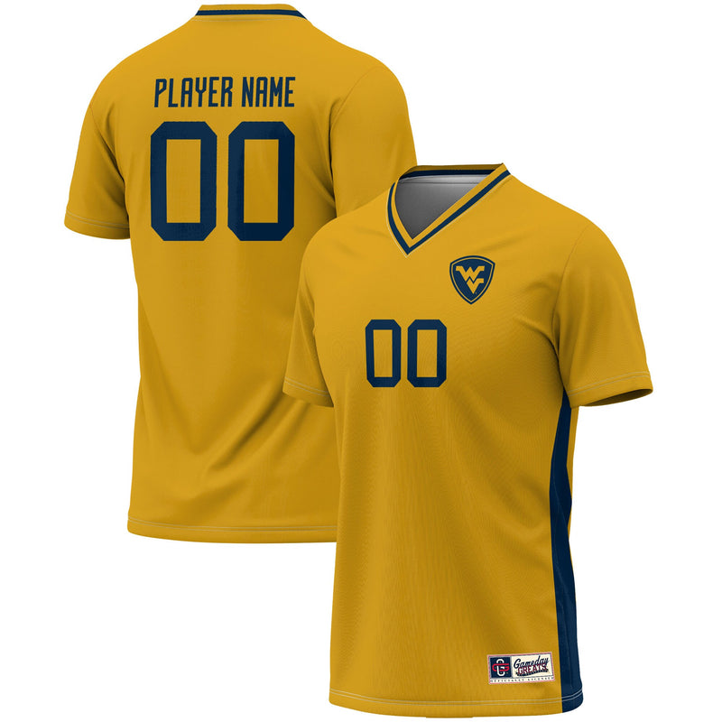 West Virginia Mountaineers Soccer Jersey, Gold Lightweight Sportswear Jersey Shirt, Lightweight Breathable Athletic Jersey, Casual Gift for Men