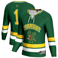 Vermont Catamounts Hockey Jersey, Green Fashion Lightweight Sportswear Jersey Shirt, Long Sleeve Hockey Sweater Jersey, Casual Gift for Men