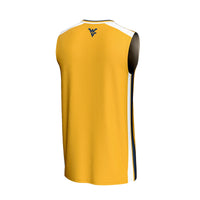 West Virginia Mountaineers Spirit Basketball Jersey, Gold Sportswear Jersey Shirt, Sleeveless Athletic Tank Jersey, Casual Gift for Men