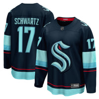 Jaden Schwartz Seattle Kraken Hockey Jersey, Navy Breakaway Home Sportswear Jersey Shirt, Long Sleeve Hockey Sweater Jersey, Casual Gift for Men