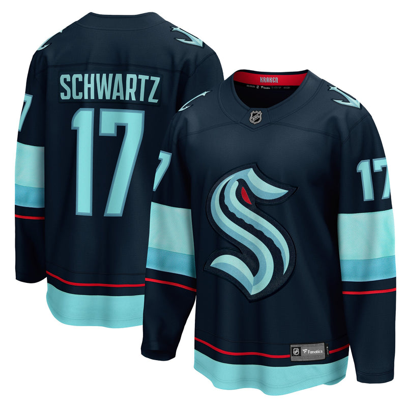 Jaden Schwartz Seattle Kraken Hockey Jersey, Navy Breakaway Home Sportswear Jersey Shirt, Long Sleeve Hockey Sweater Jersey, Casual Gift for Men