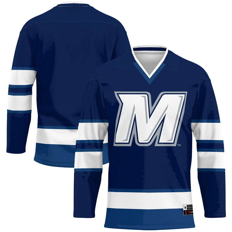 Monmouth Hawks Hockey Jersey, Navy Sportswear Jersey Shirt, Long Sleeve Hockey Sweater Jersey, Casual Gift for Men