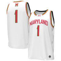 Maryland Terrapins Basketball Jersey, White Replica Sportswear Jersey Shirt, Sleeveless Athletic Tank Jersey, Casual Gift for Men