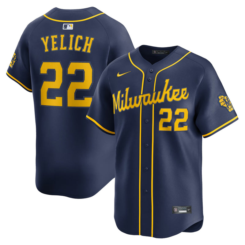 Christian Yelich Milwaukee Brewers Baseball Jersey, Navy Sportswear Jersey Shirt, Lightweight Breathable Athletic Jersey, Casual Gift for Men