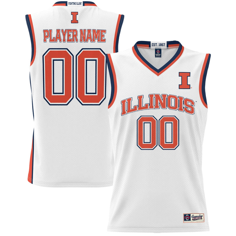 Illinois Fighting Illini Basketball Jersey, White Lightweight Sportswear Jersey Shirt, Sleeveless Athletic Tank Jersey, Casual Gift for Men