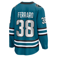 Mario Ferraro San Jose Sharks Hockey Jersey, Teal Breakaway Home Sportswear Jersey Shirt, Long Sleeve Hockey Sweater Jersey, Casual Gift for Men